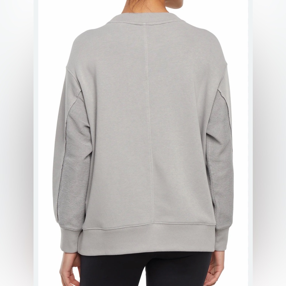 Balance Collection Grey Mixed Media Waffle Panel Crewneck Sweatshirt NWT Size L - Picture 3 of 8